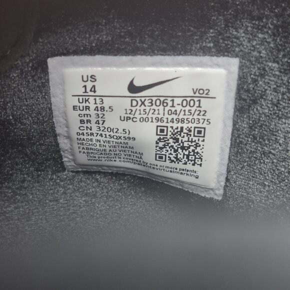 Nike Air Force 1 Mid Premium Black Metallic Silver Men\'s Sz 14 Shoes DX3061-001 main image 9